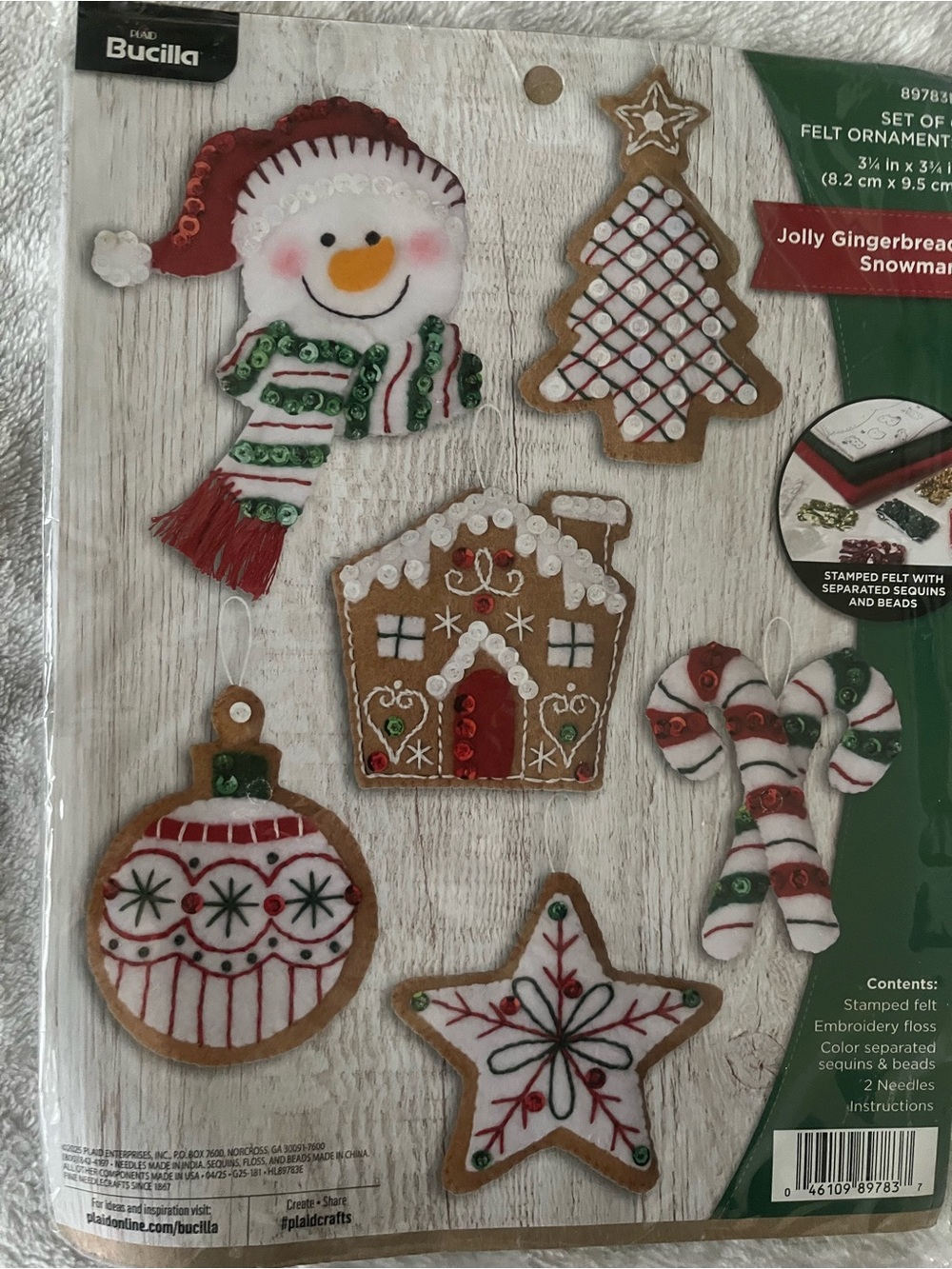 Bucilla Jolly Gingerbread Felt Ornament Set - Red, Green, White